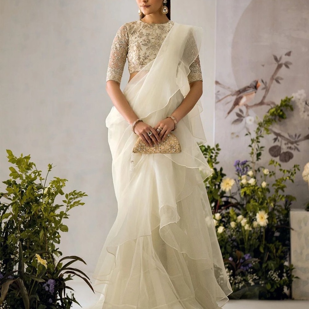 Elegant Cream Women's Sari